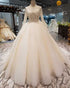 Modest 2019 Wedding Dresses Full Sleeve Lace Beaded Tulle Puffy Ruffles Ball Gown Bridal Dress
